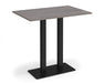 Eros - Rectangular Poseur Table with Flat Brushed Steel Rectangular Base and Twin Uprights - Black Frame.