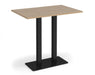 Eros - Rectangular Poseur Table with Flat Brushed Steel Rectangular Base and Twin Uprights - Black Frame.