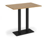 Eros - Rectangular Poseur Table with Flat Brushed Steel Rectangular Base and Twin Uprights - Black Frame.