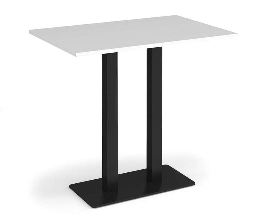 Eros - Rectangular Poseur Table with Flat Brushed Steel Rectangular Base and Twin Uprights - Black Frame.