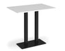 Eros - Rectangular Poseur Table with Flat Brushed Steel Rectangular Base and Twin Uprights - Black Frame.