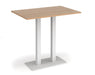 Eros - Rectangular Poseur Table with Flat Brushed Steel Rectangular Base and Twin Uprights - White Frame.