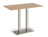 Eros - Rectangular Poseur Table with Flat Brushed Steel Rectangular Base and Twin Uprights - Brushed Steel Frame.