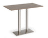 Eros - Rectangular Poseur Table with Flat Brushed Steel Rectangular Base and Twin Uprights - Brushed Steel Frame.