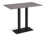 Eros - Rectangular Poseur Table with Flat Brushed Steel Rectangular Base and Twin Uprights - Black Frame.