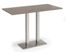 Eros - Rectangular Poseur Table with Flat Brushed Steel Rectangular Base and Twin Uprights - Brushed Steel Frame.