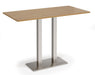 Eros - Rectangular Poseur Table with Flat Brushed Steel Rectangular Base and Twin Uprights - Brushed Steel Frame.