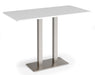 Eros - Rectangular Poseur Table with Flat Brushed Steel Rectangular Base and Twin Uprights - Brushed Steel Frame.