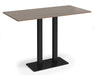 Eros - Rectangular Poseur Table with Flat Brushed Steel Rectangular Base and Twin Uprights - Black Frame.