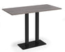 Eros - Rectangular Poseur Table with Flat Brushed Steel Rectangular Base and Twin Uprights - Black Frame.