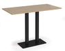 Eros - Rectangular Poseur Table with Flat Brushed Steel Rectangular Base and Twin Uprights - Black Frame.