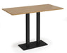 Eros - Rectangular Poseur Table with Flat Brushed Steel Rectangular Base and Twin Uprights - Black Frame.