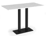 Eros - Rectangular Poseur Table with Flat Brushed Steel Rectangular Base and Twin Uprights - Black Frame.