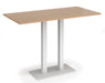 Eros - Rectangular Poseur Table with Flat Brushed Steel Rectangular Base and Twin Uprights - White Frame.