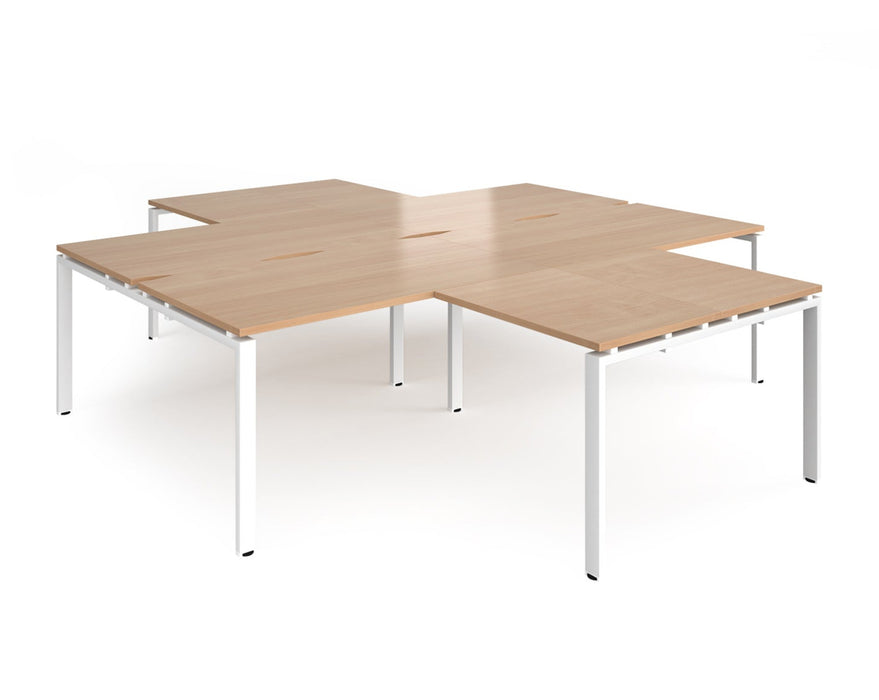 Adapt II - 4 Desk Cluster with Return Desks - White Frame