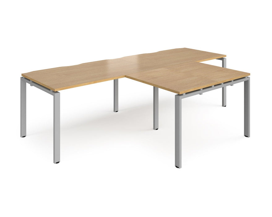 Adapt II - Double Straight Desk with Returns - Silver Frame