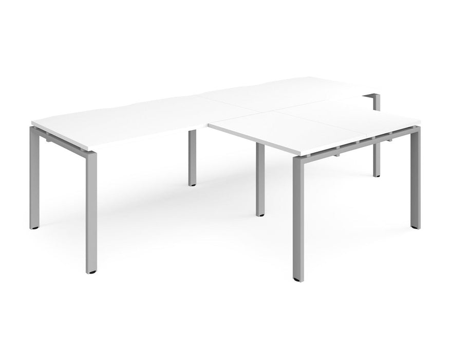 Adapt II - Double Straight Desk with Returns - Silver Frame