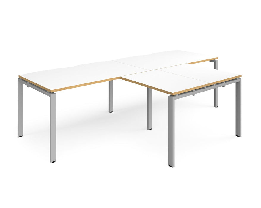 Adapt II - Double Straight Desk with Returns - Silver Frame