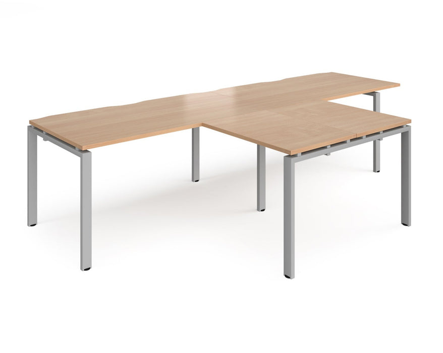 Adapt II - Double Straight Desk with Returns - Silver Frame