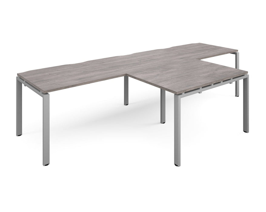 Adapt II - Double Straight Desk with Returns - Silver Frame