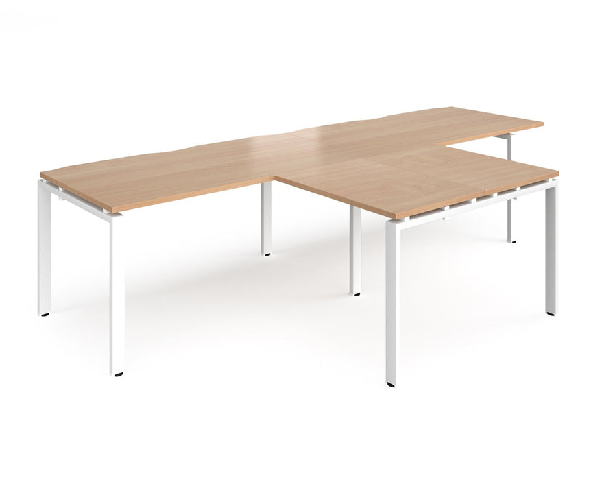 Adapt II - Double Straight Desk with Returns - White Frame