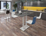 Eros - Rectangular Poseur Table with Flat Brushed Steel Rectangular Base and Twin Uprights - Brushed Steel Frame.