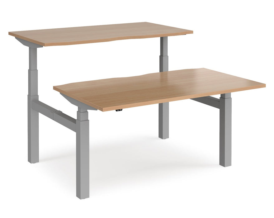 Elev8²Touch - Sit-stand Back-to-back Desk - Silver Frame.