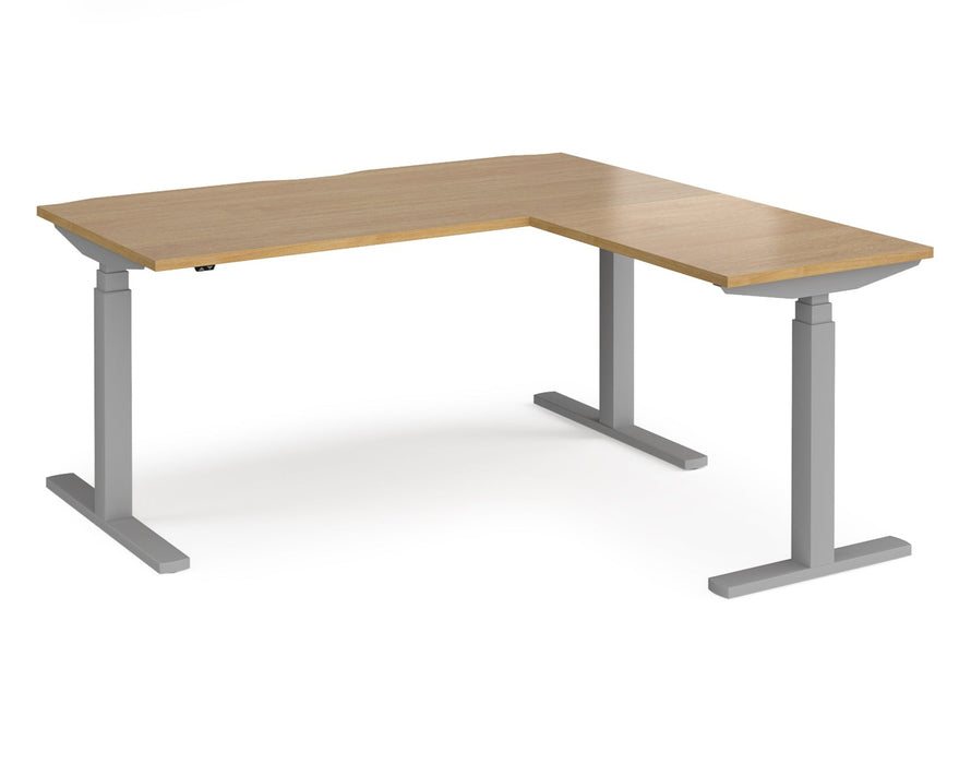 Elev8²Touch - Sit-Stand Return Desk - Silver Frame.