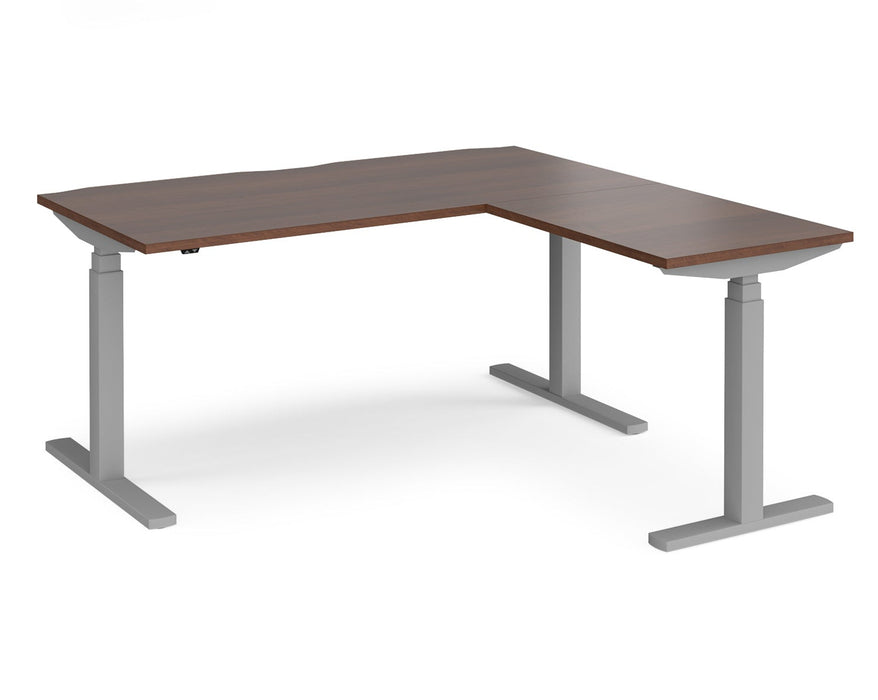 Elev8²Touch - Sit-Stand Return Desk - Silver Frame.