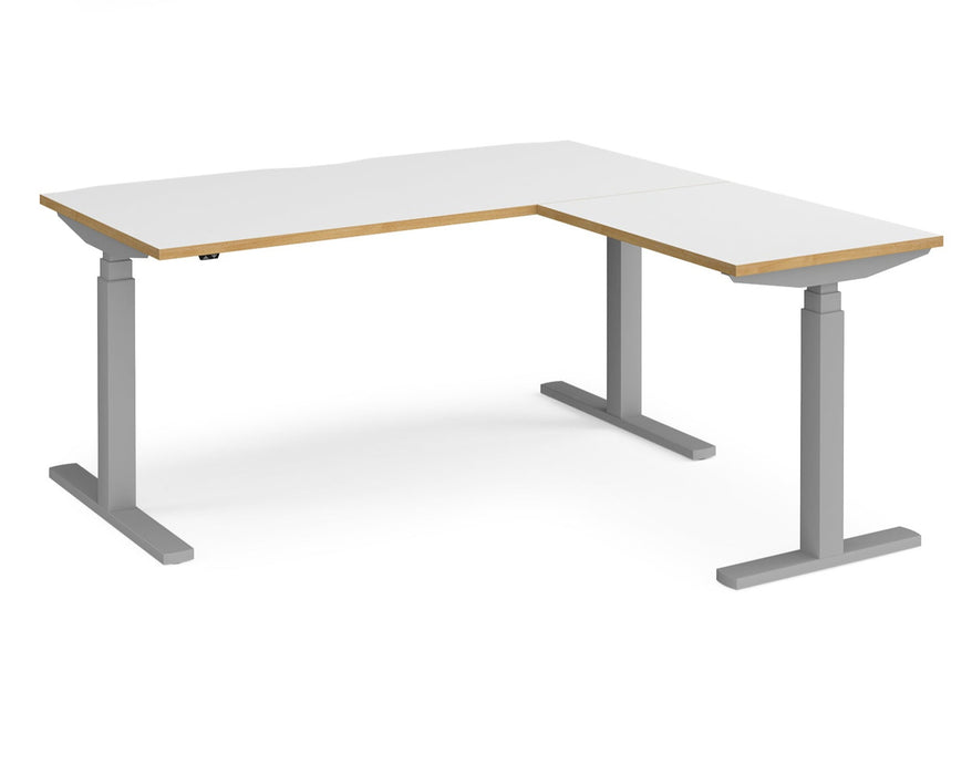 Elev8²Touch - Sit-Stand Return Desk - Silver Frame.