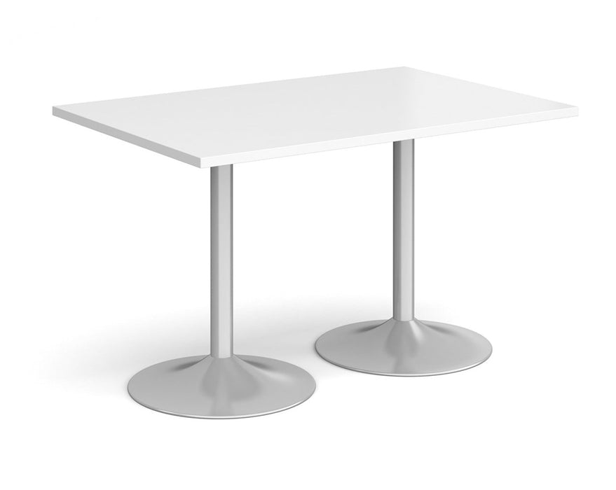 Genoa - Rectangular Dining Table with Silver Trumpet Base.