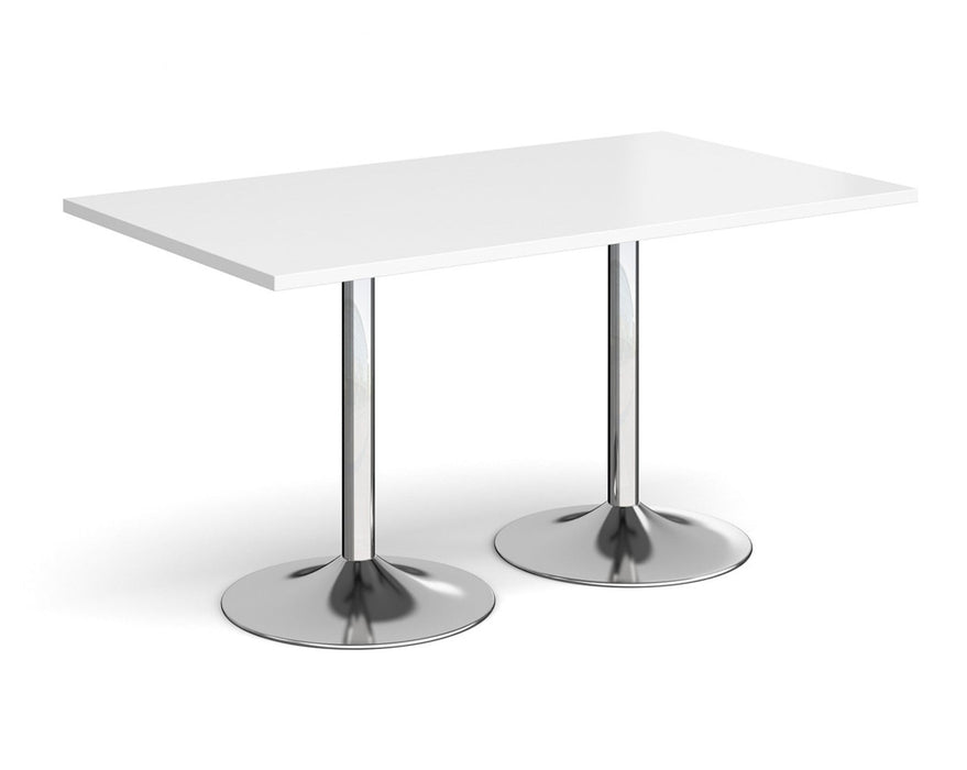 Genoa - Rectangular Dining Table with Chrome Trumpet Base.