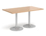 Genoa - Rectangular Dining Table with Silver Trumpet Base.