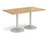 Genoa - Rectangular Dining Table with Silver Trumpet Base.