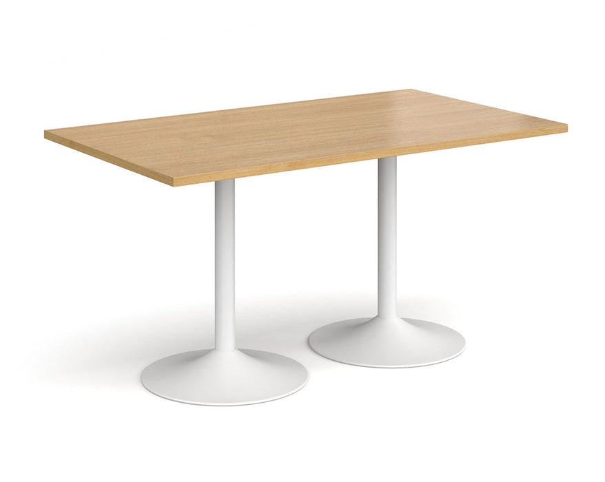 Genoa - Rectangular Dining Table with White Trumpet Base.