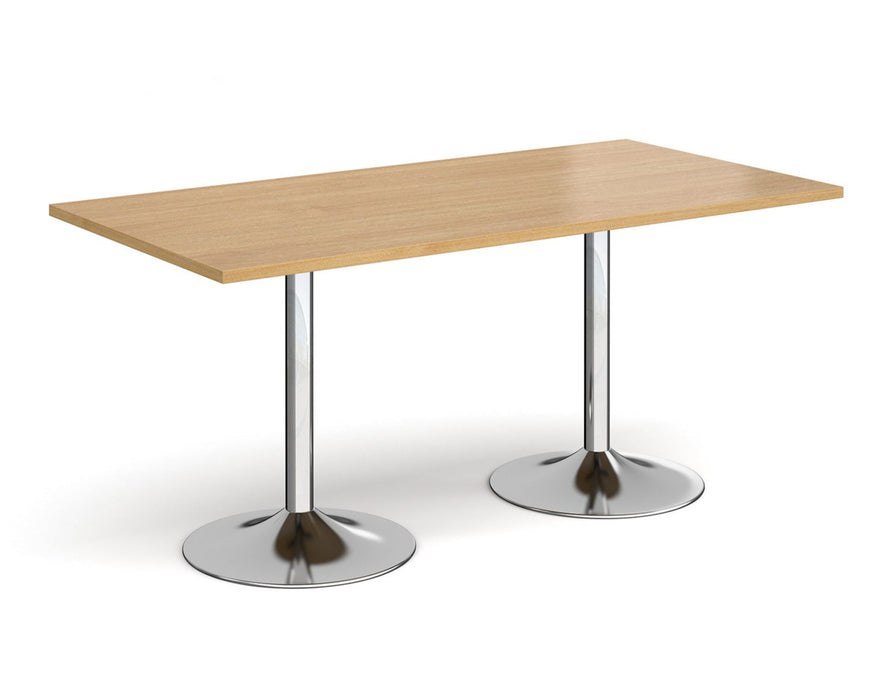 Genoa - Rectangular Dining Table with Chrome Trumpet Base.