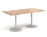 Genoa - Rectangular Dining Table with Silver Trumpet Base.