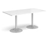 Genoa - Rectangular Dining Table with Silver Trumpet Base.