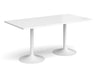 Genoa - Rectangular Dining Table with White Trumpet Base.