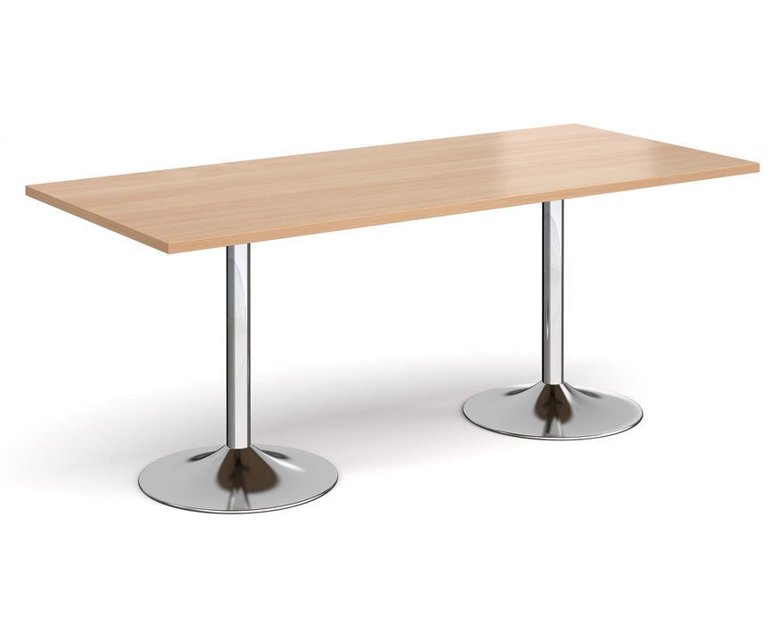 Genoa - Rectangular Dining Table with Chrome Trumpet Base.