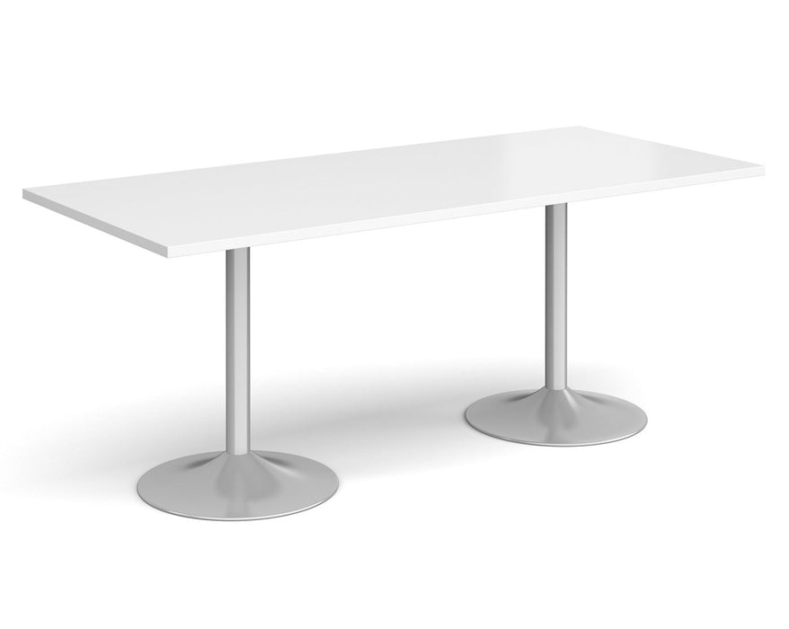 Genoa - Rectangular Dining Table with Silver Trumpet Base.