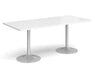 Genoa - Rectangular Dining Table with Silver Trumpet Base.