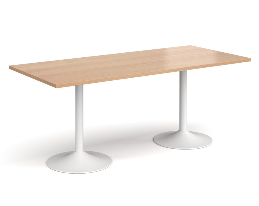 Genoa - Rectangular Dining Table with White Trumpet Base.