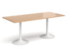 Genoa - Rectangular Dining Table with White Trumpet Base.