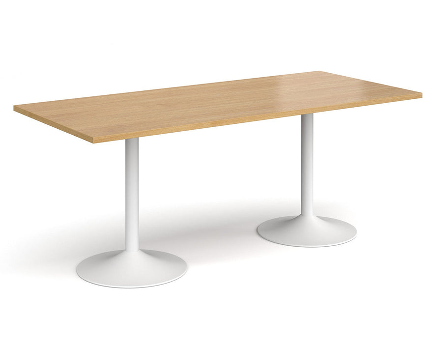 Genoa - Rectangular Dining Table with White Trumpet Base.