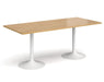 Genoa - Rectangular Dining Table with White Trumpet Base.