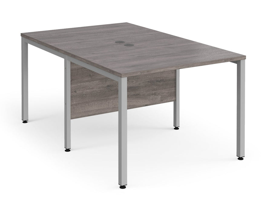 Maestro 25 -  Back to Back Straight Desk 1600mm Depth - Bench Leg Frame in Sliver.