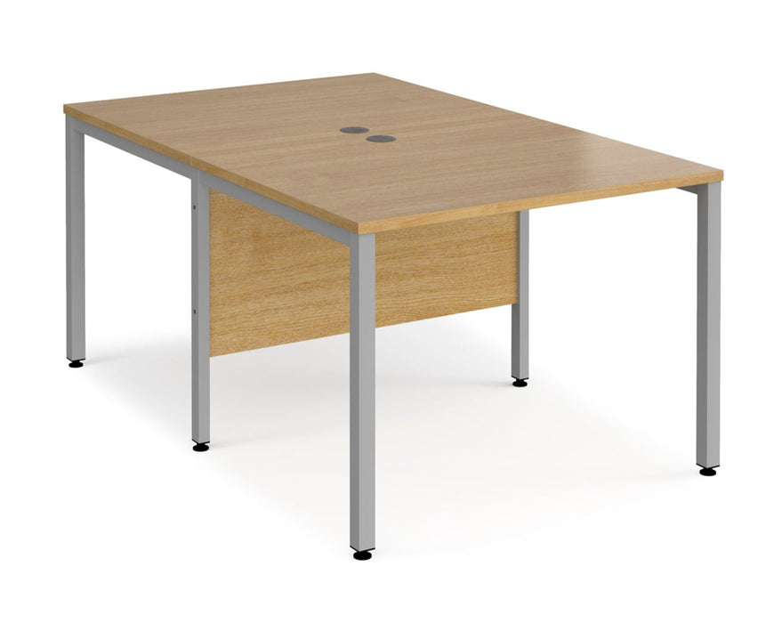 Maestro 25 -  Back to Back Straight Desk 1600mm Depth - Bench Leg Frame in Sliver.