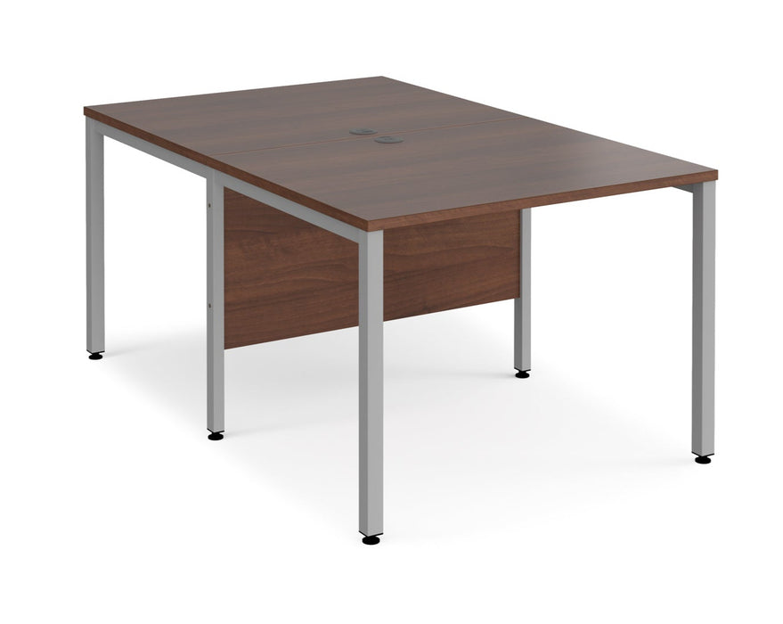 Maestro 25 -  Back to Back Straight Desk 1600mm Depth - Bench Leg Frame in Sliver.