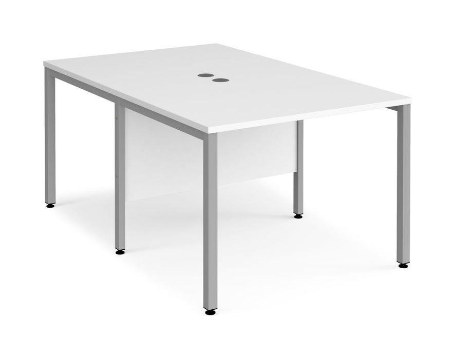 Maestro 25 -  Back to Back Straight Desk 1600mm Depth - Bench Leg Frame in Sliver.